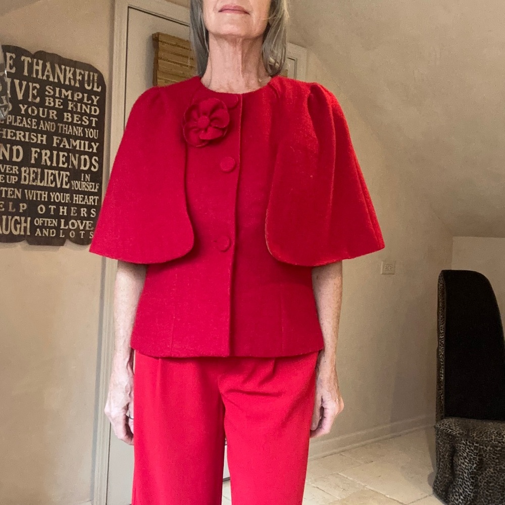 Darling brand red wool cape top.
